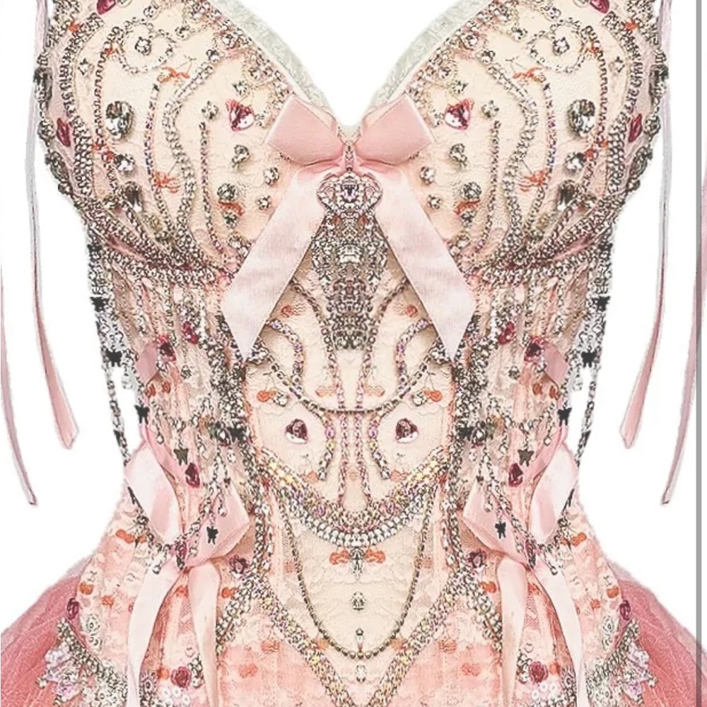 Elegant Pink Embellished Dress festival wear prom dress rave